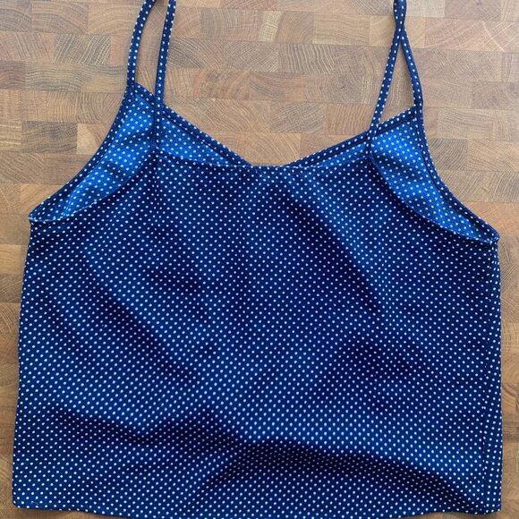 LUSH Polka Dot Twist Front Tank - Navy and White S - Picture 2 of 5
